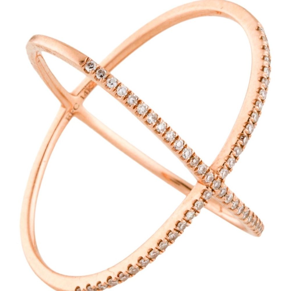 EF COLLECTION 14K YELLOW GOLD & DIAMOND CROSSOVER RING